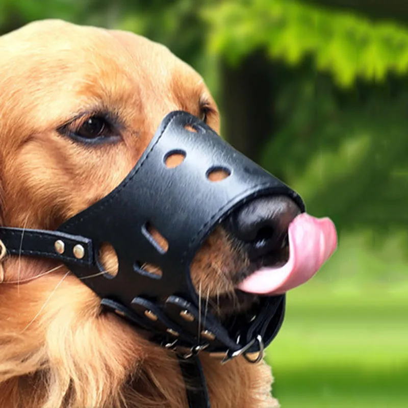 Soft Leather Muzzle for Dogs Anti-Biting Secure Adjustable Breathable Pet Small Large Dogs Muzzle Allows Drinking  Eating