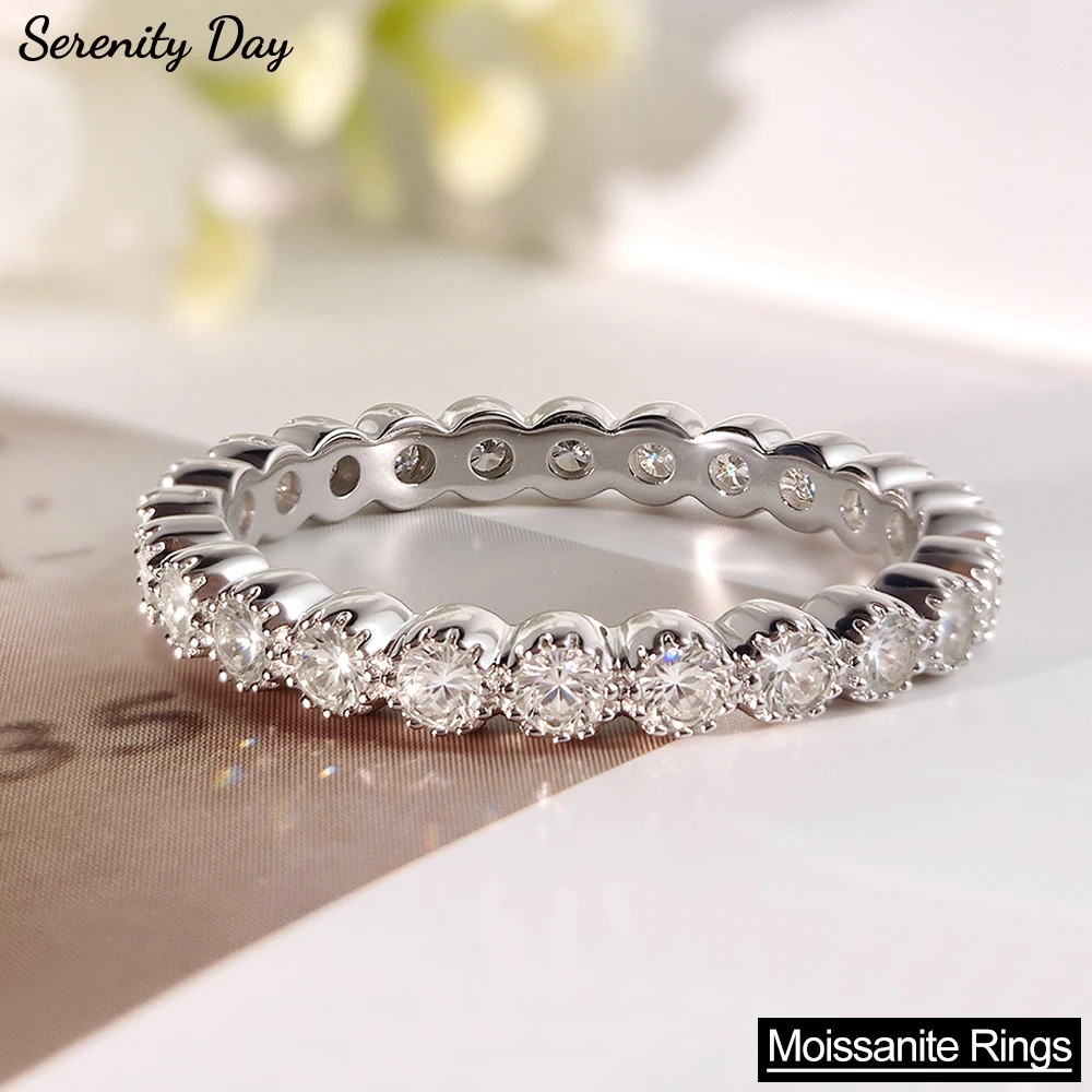 

Кольца Serenity 2 мм D с муассанитом для женщин и мужчин, подарок, однотонное серебро S925, сверкающие обручальные кольца с бриллиантами в лаборатории, ювелирные изделия 18 К