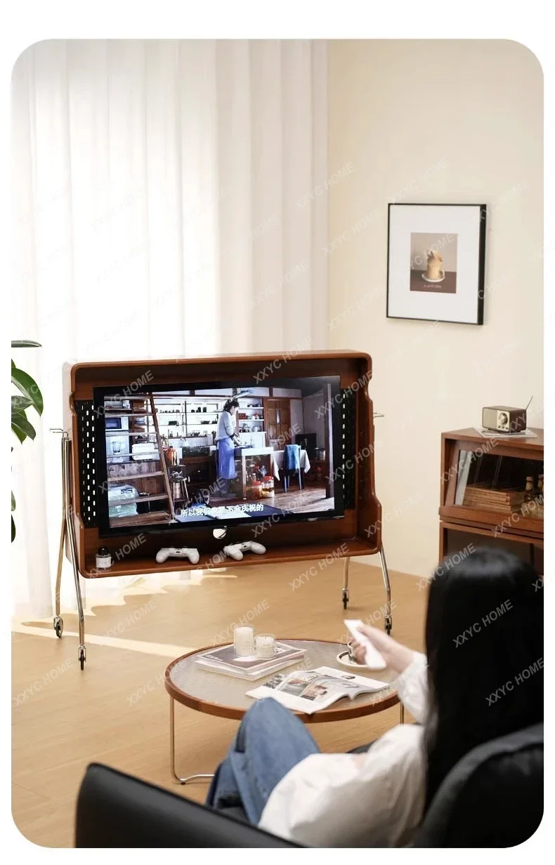 

Movable Adjustable TV Stand Living Room Modern Wheels Tv Cabinet Corner Walnut Fernsehtisch