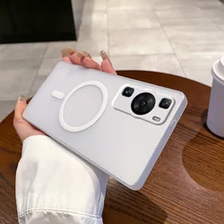 For Magsafe Case For Huawei P60 Pro P60Pro Magnetic Wireless Charge Matte Hard Back Cover Phone Case