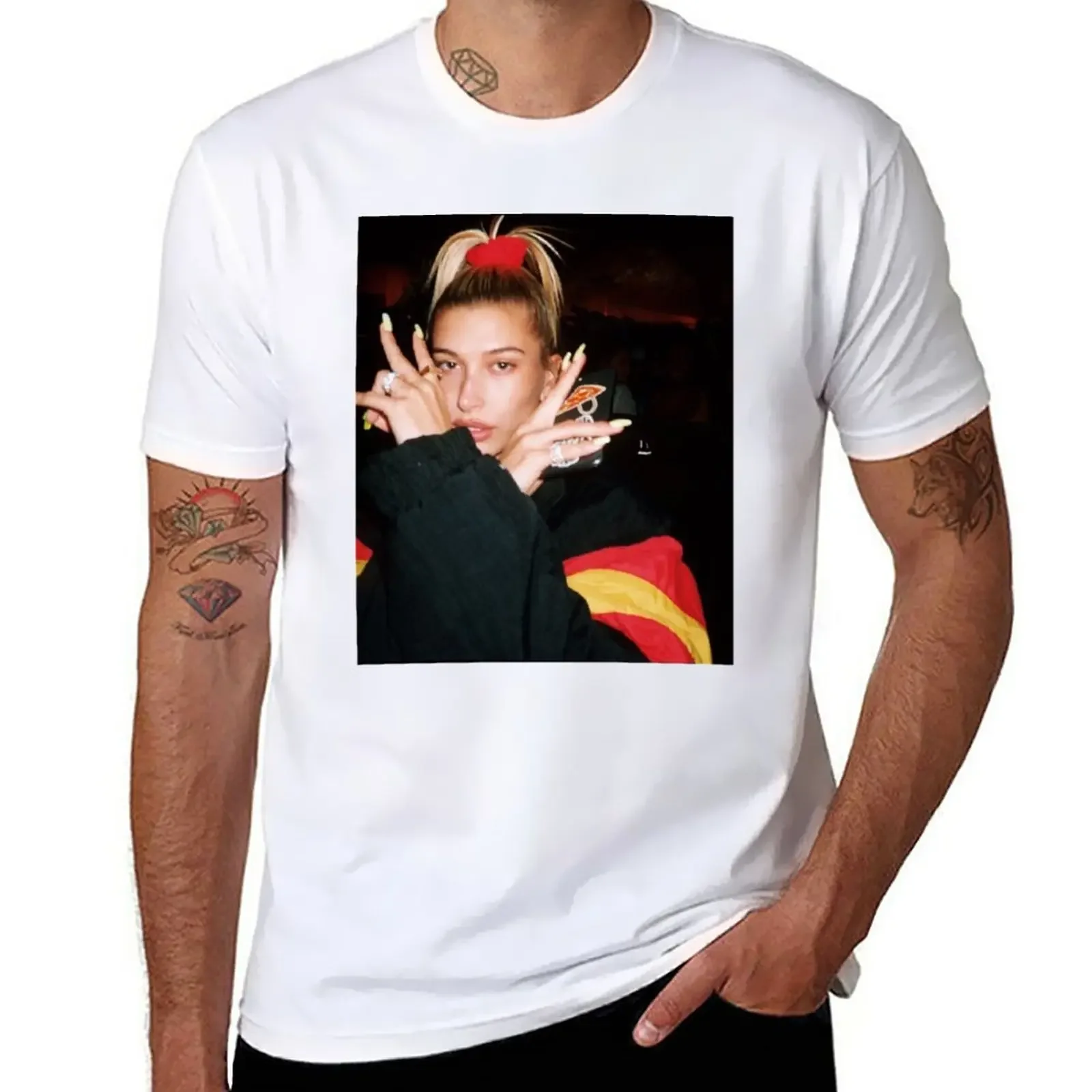 Hailey Baldwin Bieber T-Shirt summer clothes vintage clothes heavy weight t shirts for men