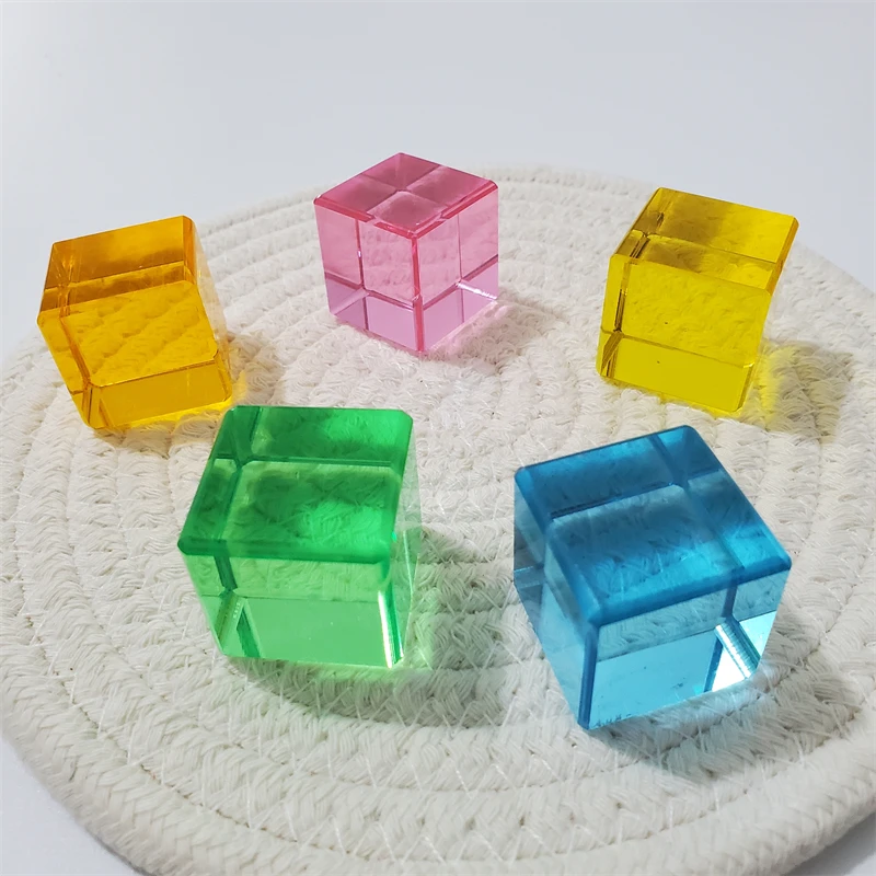 Rainbow Acrylic Gem Cubes Stacking Blocks Translucent Gem Toys Sensory Training Toy Montessori Learning Color Toys for Children