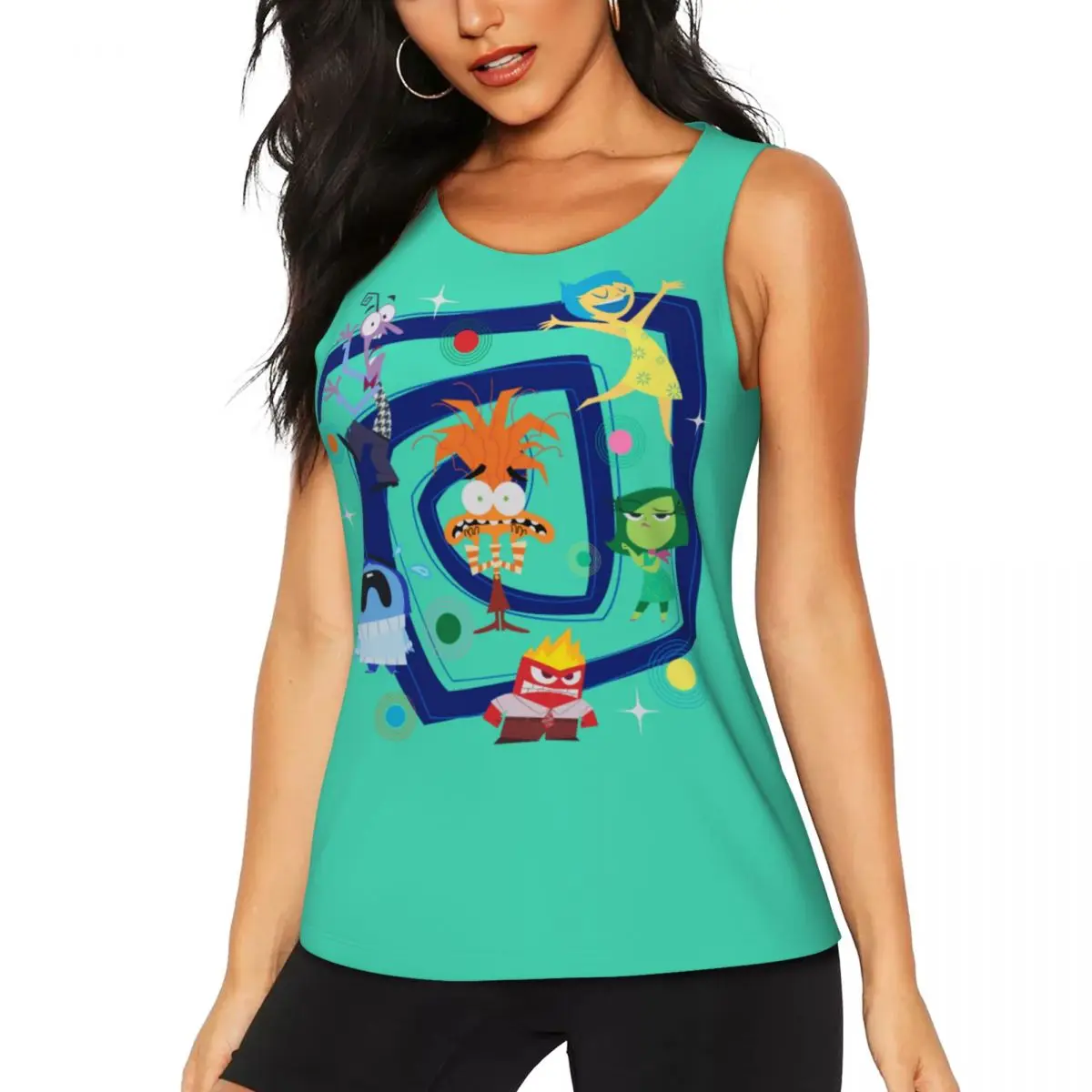 

Custom Inside Out Character Spiral Yoga Shirts Women Gym Workout Running Tank Tops