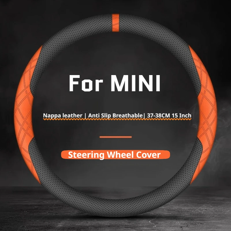 For MINI Leather Car Steering Wheel Cover Fit Convertible Cooper SE Aceman Clubman Countryman Countryman Electric Accessories