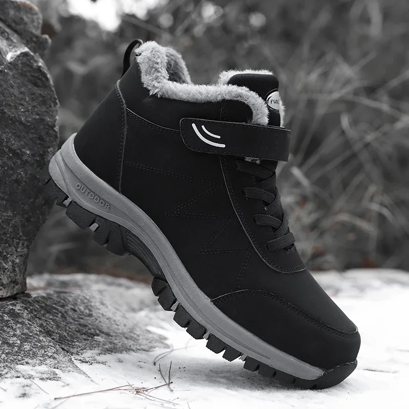 

New Winter Men Boots Outdoor Non-slip Women Hiking Sneaker Winter Waterproof Warm Men Snow Boots Plush Unisex Ankle Shoes