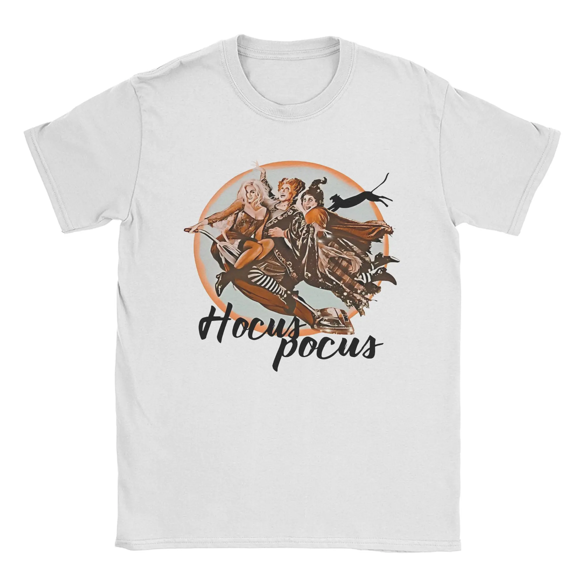 Hocus Pocus Art T Shirt Men's  Pure Cotton Funny T-Shirt Crewneck Horror Witch Halloween Tee Shirt Short Sleeve Tops Plus Size