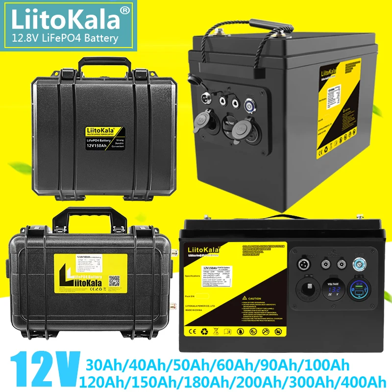 

LiitoKala 12V200Ah 300Ah LiFePO4 Battery 90Ah 100Ah 120Ah 150Ah 180Ah for Golf Cart Battery Off-Road Off-grid Solar energy