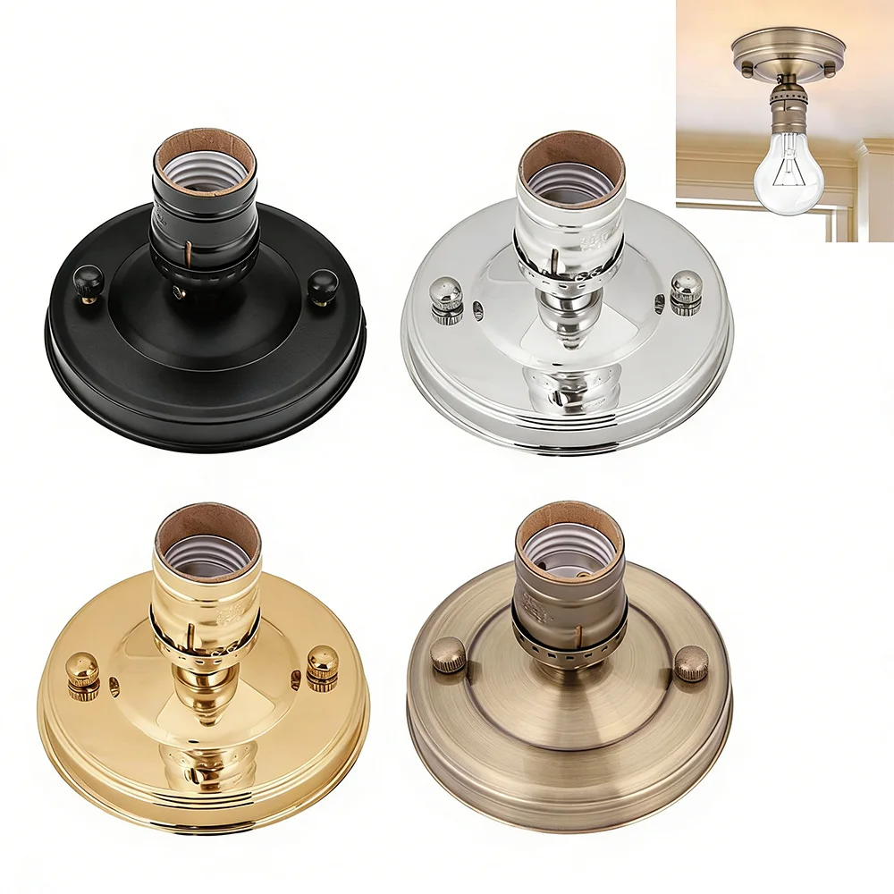 Vintage Industrial E26 Ceiling Wall Light Base Holder Retro E27 Base Edison Bulb Lamp Screw Socket Holder for Home Decoration