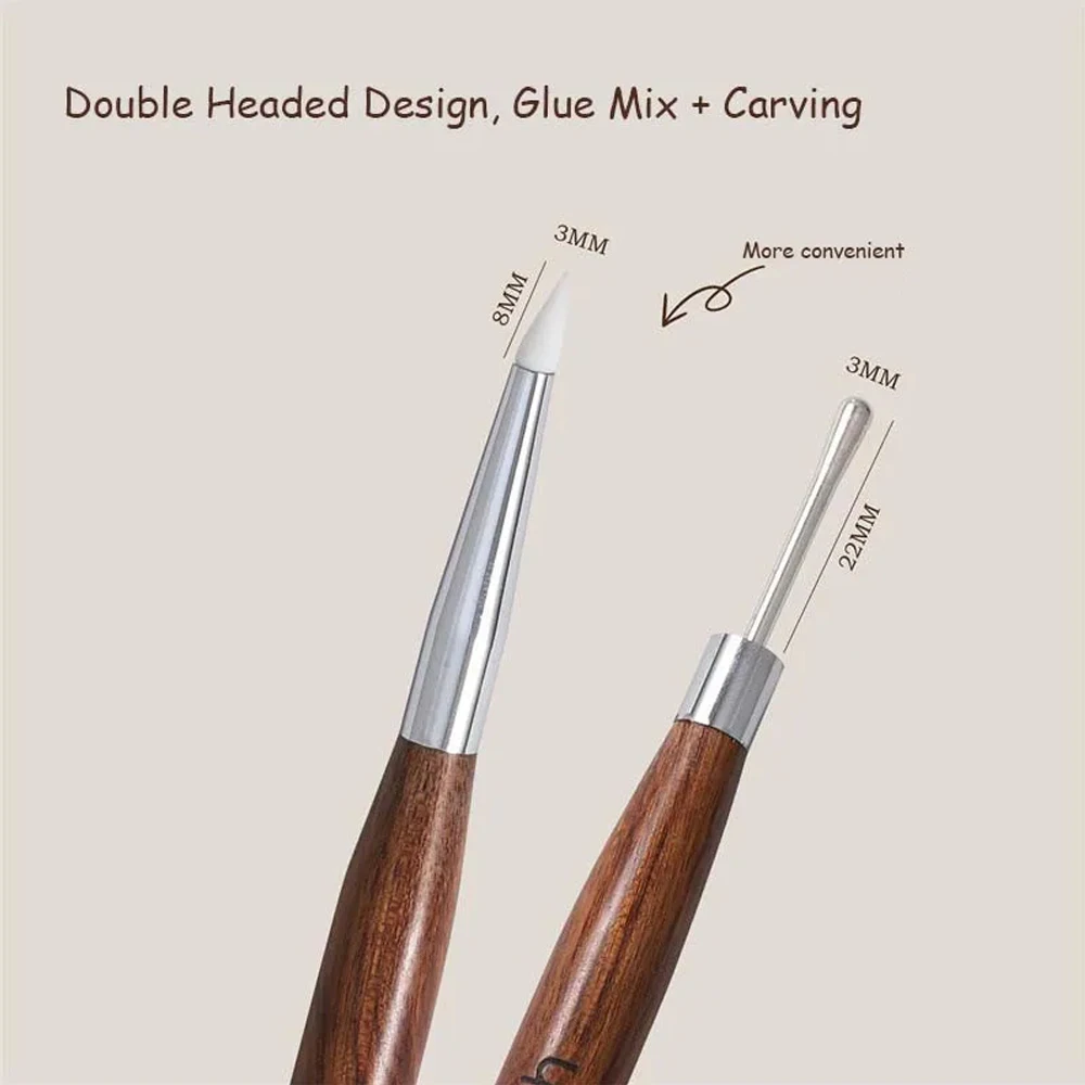 1/2 stücke Doppel Kopf Silikon Nail art Geschnitzte Pinsel 2in1 Carving Blume Malerei UV Kleber Mix Nagel Builder stift 16*1 cm Maniküre Werkzeug