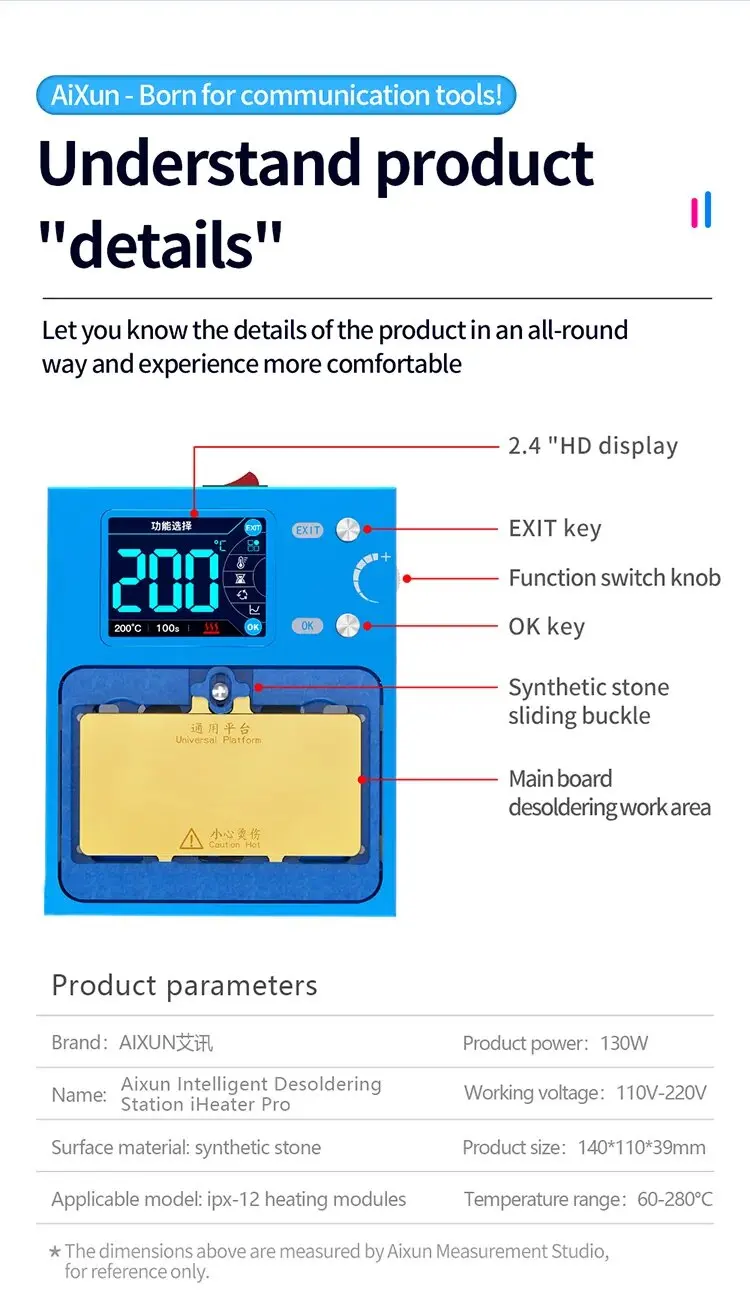2026 Newest Version AIXUN IHeater Pro Intelligent Desoldering Station For iPhone 17-17air