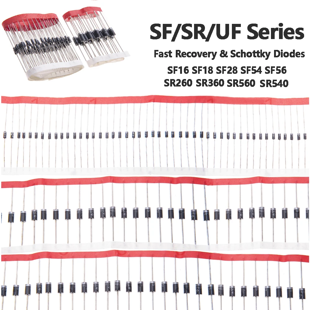 20PCS Complete Rectifier Diode Kit SF/SR/UF Series Schottky Diodes & Fast Recovery for Industrial Applications&Circuit