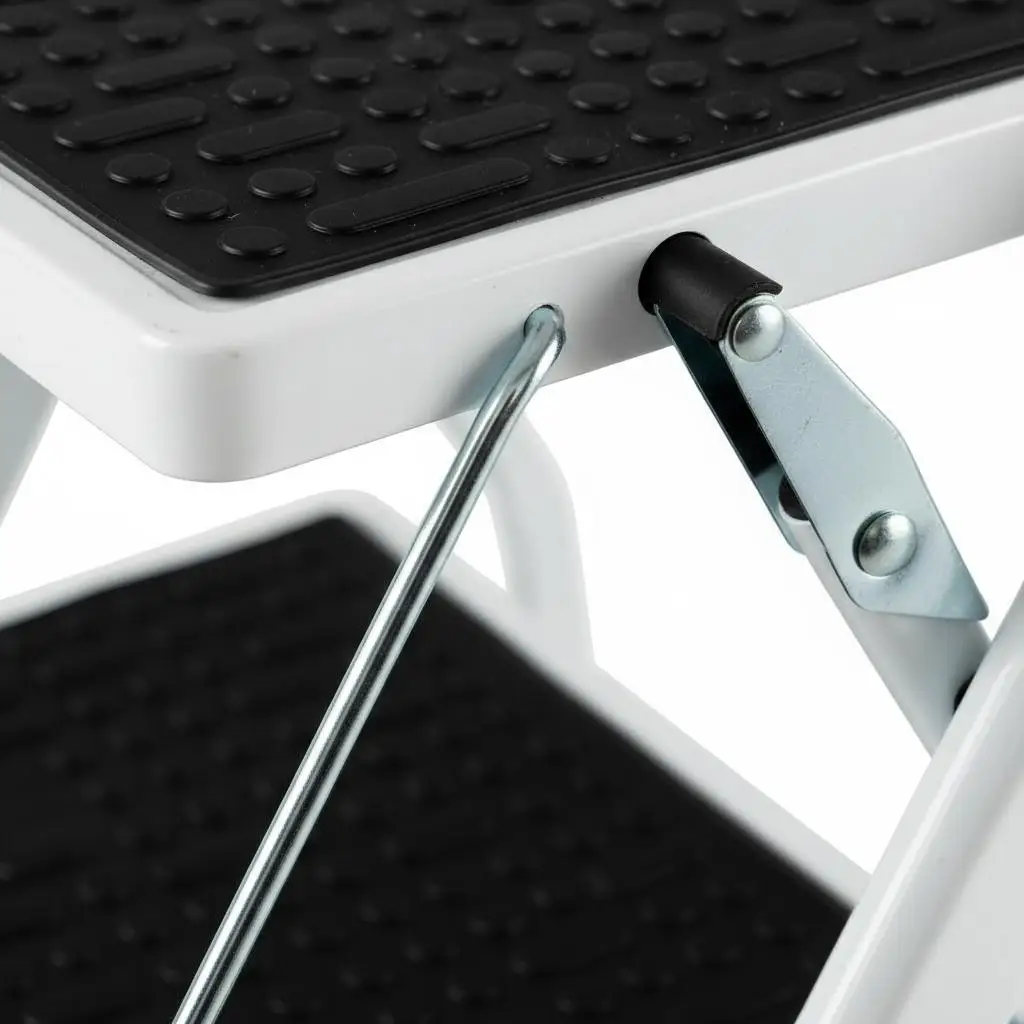 2-stufige Klapptrittleiter mit rutschfesten Pedalen, geformter stabiler Metallrahmen, leichter, tragbarer, platzsparender Hocker für Zuhause, Küche, Garage – Detail 3