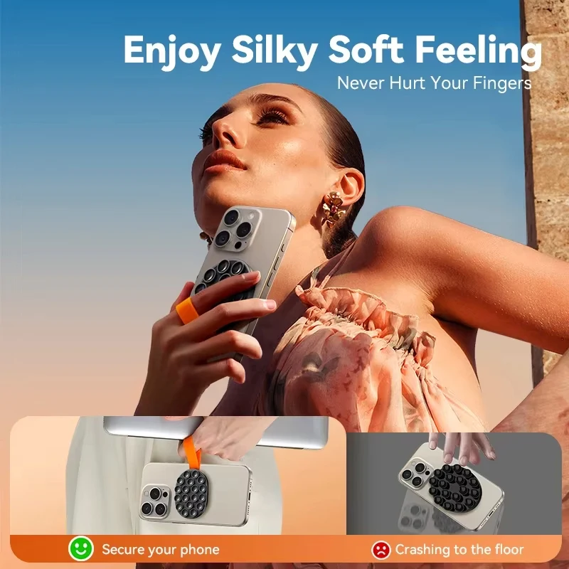 حامل هاتف ذو كوب شفط فائق - مثالي للمرايا والاستحمام لهواتف iPhone وAndroid