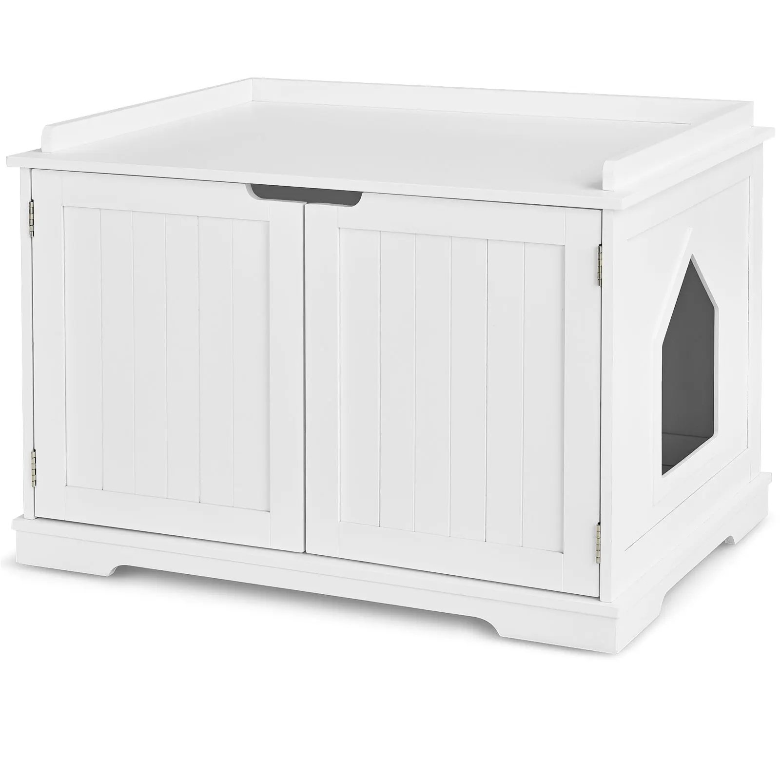 Cat Litter Box Wooden Enclosure Pet House Washroom Storage Bench White