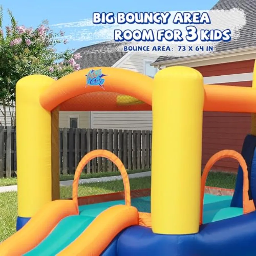Water Slide - Inflatable Bounce House with Blower for Indoor Outdoor - Jump Bouncy Castle with Slide - Big Bouncy Area, Big Poo view 4
