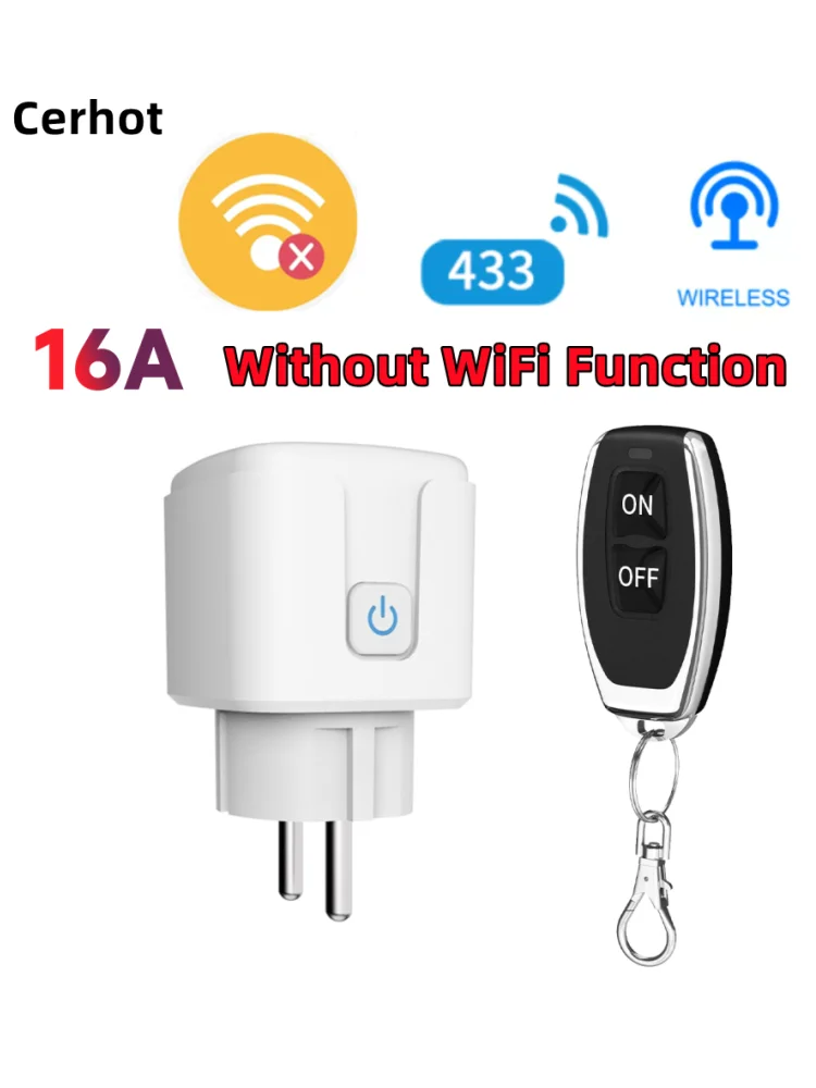 Cerhot 20A RF433 Presa UK Interruttore di telecomando senza fili Spina di alimentazione Presa on/off utilizzata per lampade e piccoli elettrodomestici