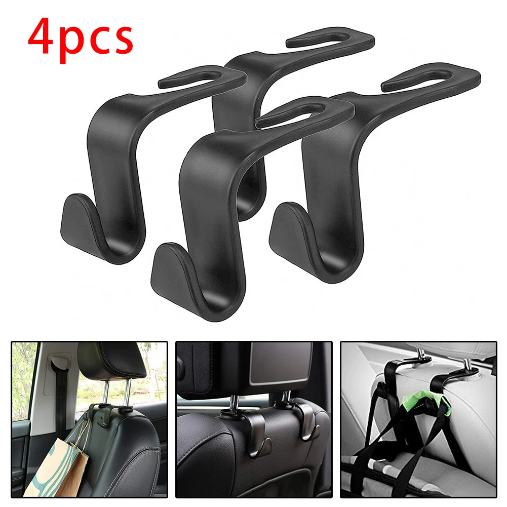 4x Car Seat Headrest Hook- For Auto Rear Seat- Organizer Hanger Storage- Holder Back Seat Bag Handbag Hooks