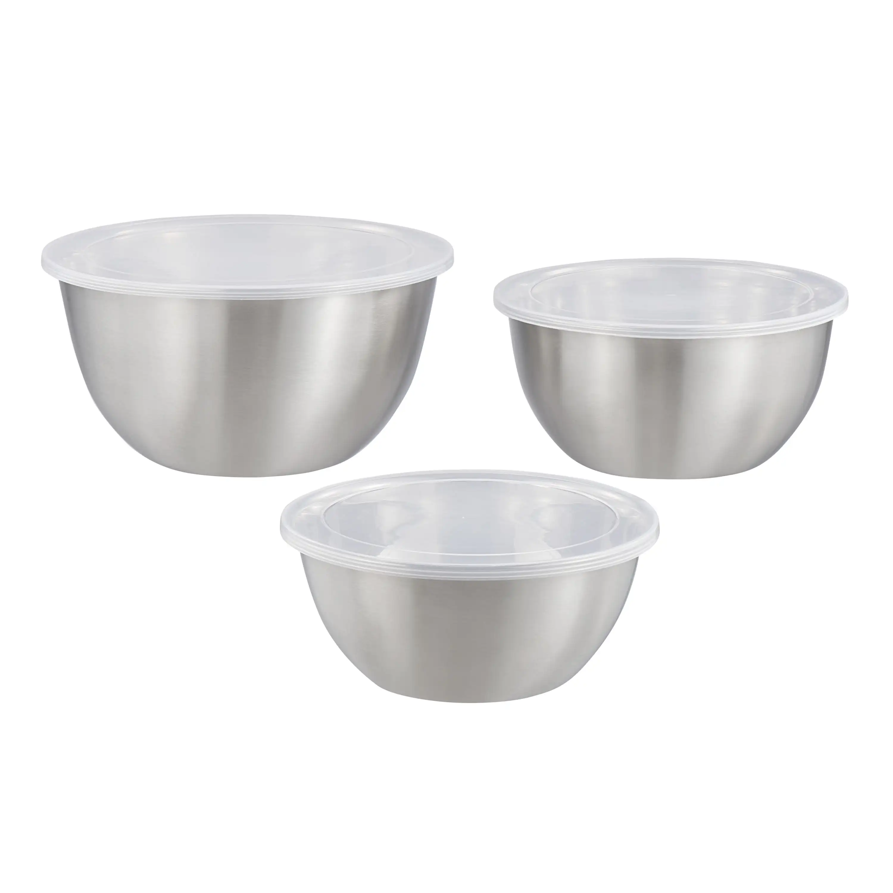 

6-Piece Brushed Stainless Steel Mixing and Storage Bowl Set with Lids