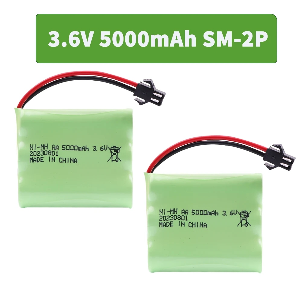 Paquete de batería AA recargable NI-MH de 3,6 V y 5000mah, enchufe SM para Control remoto, juguete, coche, herramientas de barco, modelo, accesorios, batería AA de 3,6 V