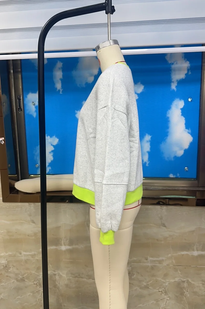 GuliriFei femmes à la mode contraste couleur garniture sweat ample décontracté à manches longues col rond hauts pullover pour l'hiver automne