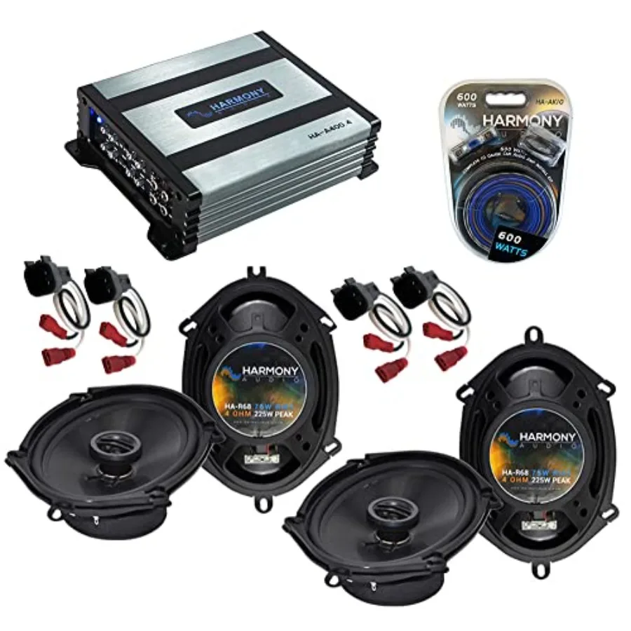 

R68 speakers for Ford F-250/350/450/550/650/750 99-04 Rhythm Series 225W HA-A400.4 alloy 4-channel 800W sub amp HA-AK10 gauge 6