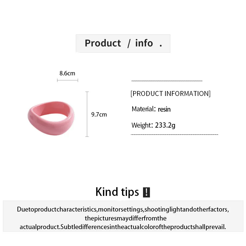 DOO MEI 4 Pcs Pink Acrylic Resin Chunky Bangles for Women Irregular Geometric Wide Bracelets Bangles Women Men Pulseras Jewelry