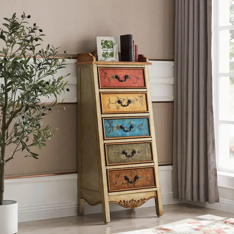 

Five Chests of Drawers Combination Cabinet European Retro Painted Decoration Side Cabinet Bedroom Storage Cabinet1