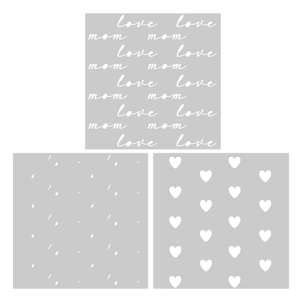 MangoCraft 3PCs Love Mom Hearts Plastic Stencils For Decor DIY Scrapbooking Supplies Stencil For Mother's Day Gifts Cards Albums