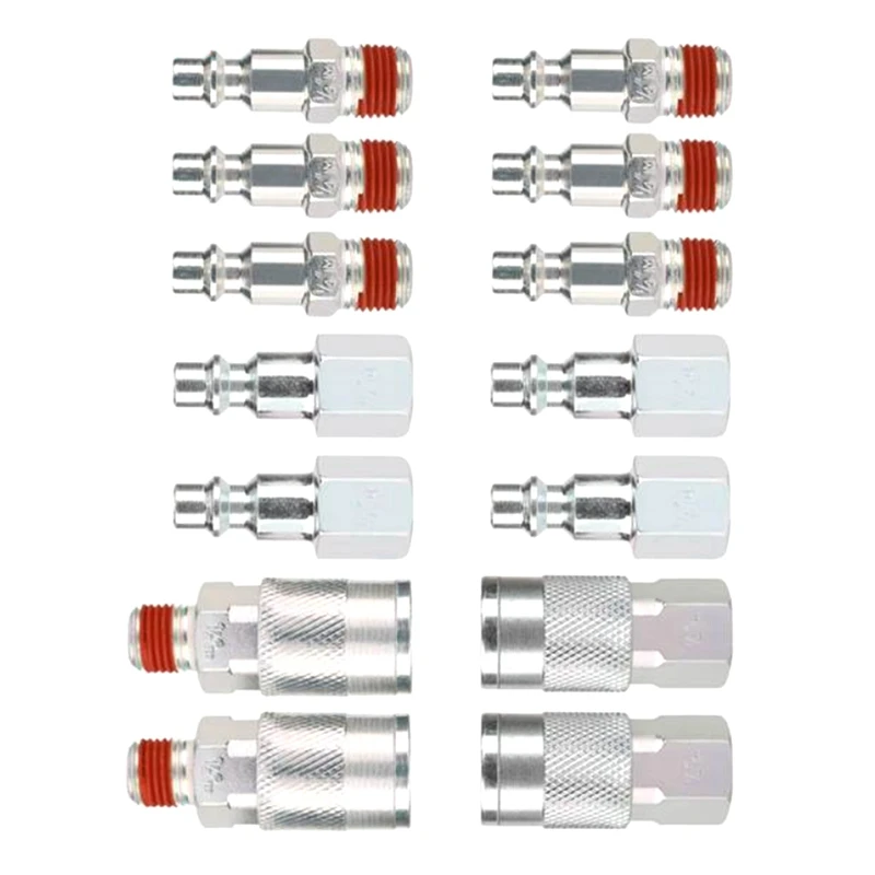 14 Pieces 1/4 Inch Npt Quick Connect Air Coupler And Plug Kit For Air Compressor Accessories Fittings