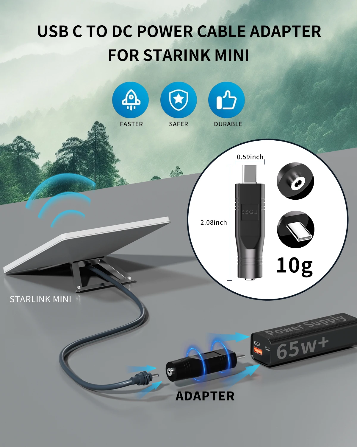 starlink mini ethernet adapter,For Starlink Mini Type For Starlink Mini Type C to DC Power Cable,USB C To DC power Charging Cord