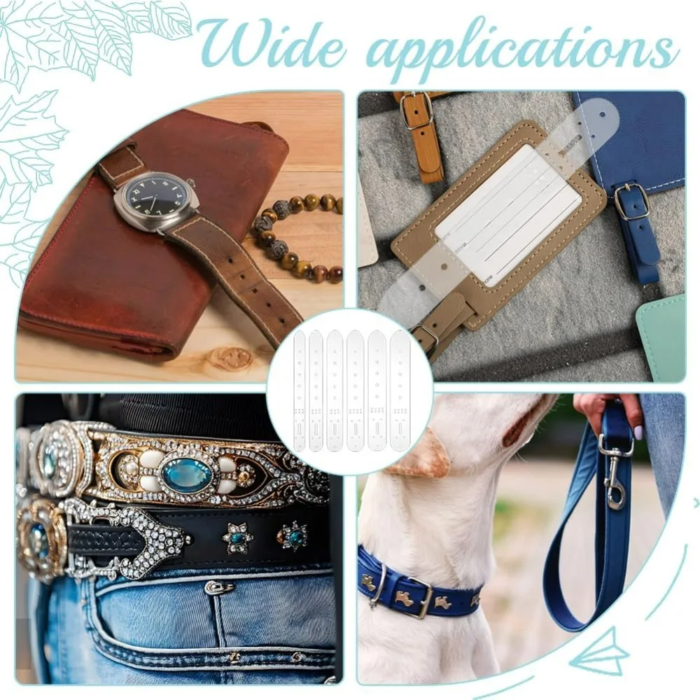 6 قطع من قوالب فتحات مشبك الحزام من الجلد الأكريليك الشفاف أداة وحدة اللكم الحرفية مع طبقة رقيقة واقية لمختلف الجلود