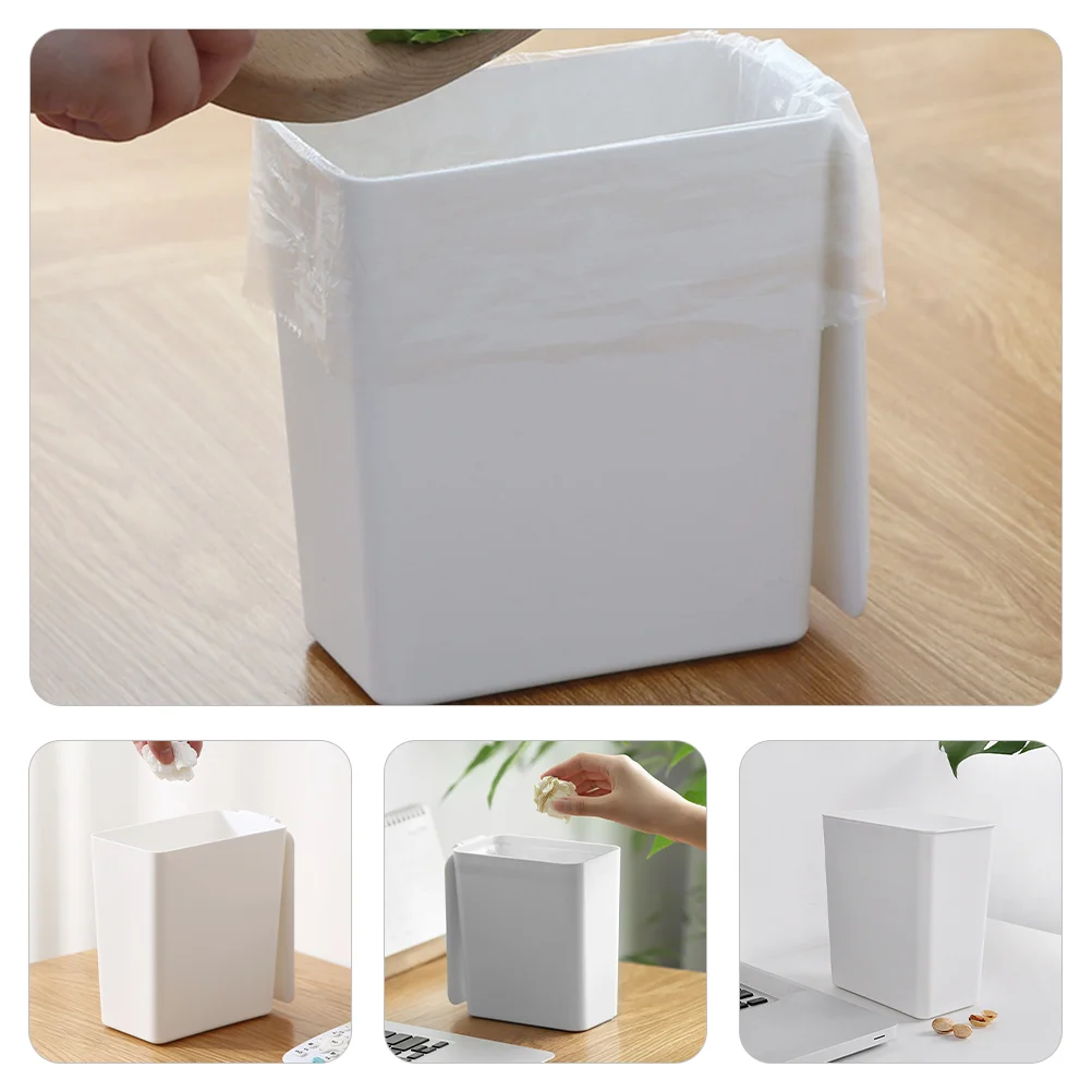 Slim Trash Can Small with Lid Bathroom Garbage Basket Mini Table Waste Bin Kitchen Container Organizer Simple Office