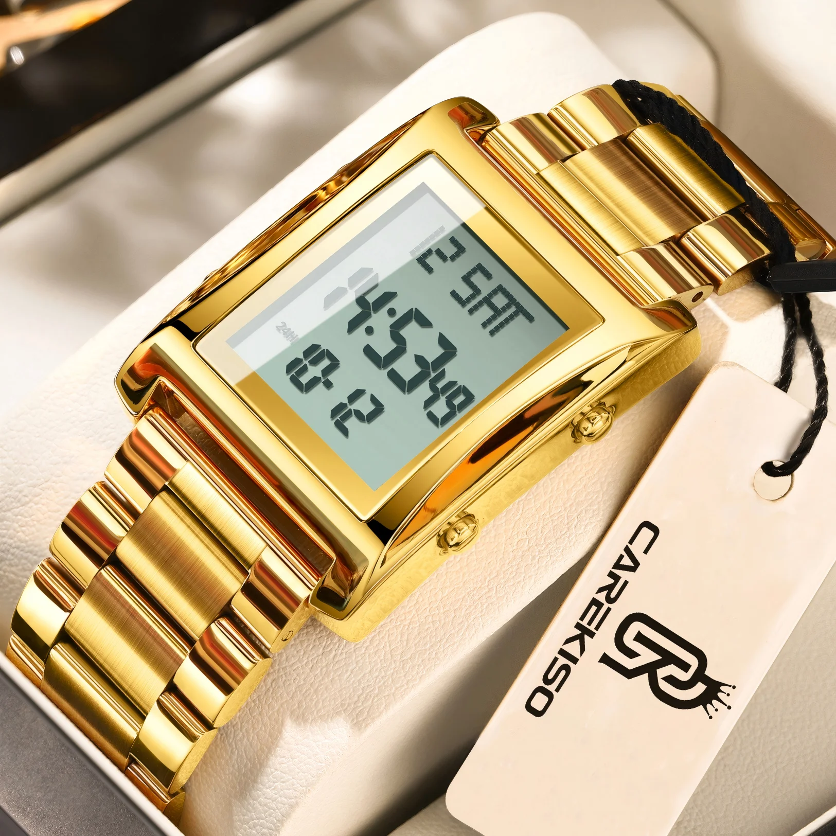 

CAREKISO Business LED Men Watch Waterproof Week Date Alarm Man Wristwatch Stainless Steel Electronic Men's Watches Fashion Reloj
