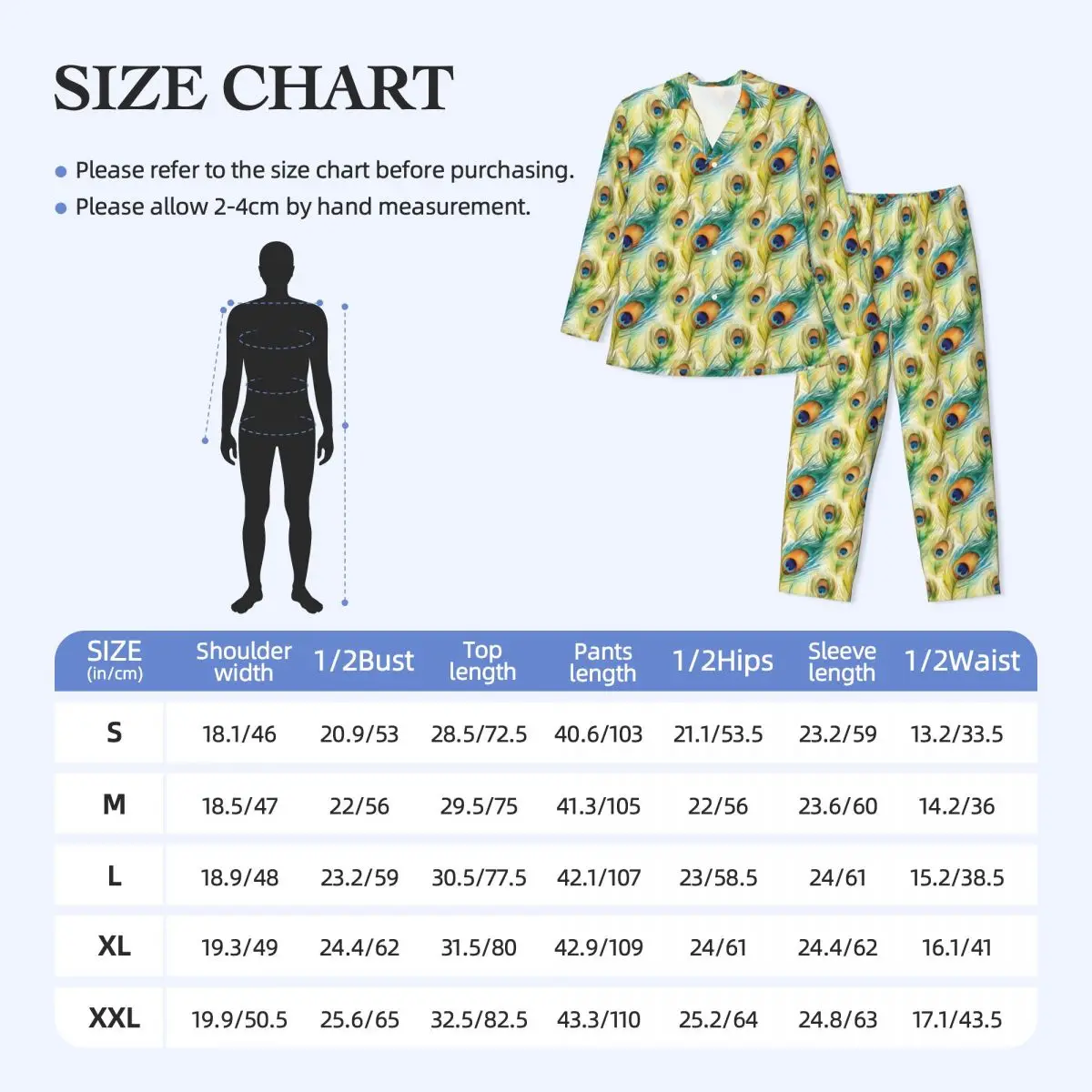 Watercolor Peacock Feathers Pajamas Mens Lovely Sleep Sleepwear Autumn 2 Pieces Casual Oversize Graphic Pajama Set