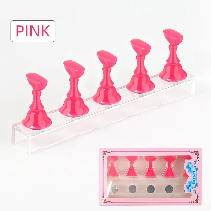 5 stücke Nagel Halter Falsche Nagel Spitze Praxis Stehen Kristall Basis Magnetische Halter Nail art Display Für Kunst Salon DIY & Praxis Werkzeuge