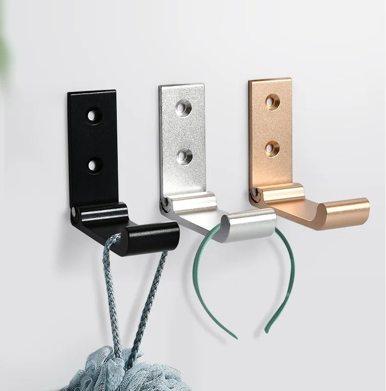 Folding Hooks Wall Door Clothes Coat Hat Bags Hangers Aluminum Alloy Kitchen Bathroom Rustproof Towel Hooks Foldable Single Hook