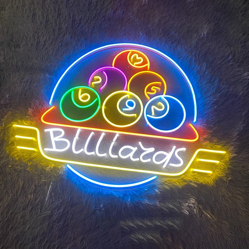 Billiards Neon Sign Custom Led Light Sign for Recreation Room Wall Decor Hanging Party Bar Gym Neon Signs Decor