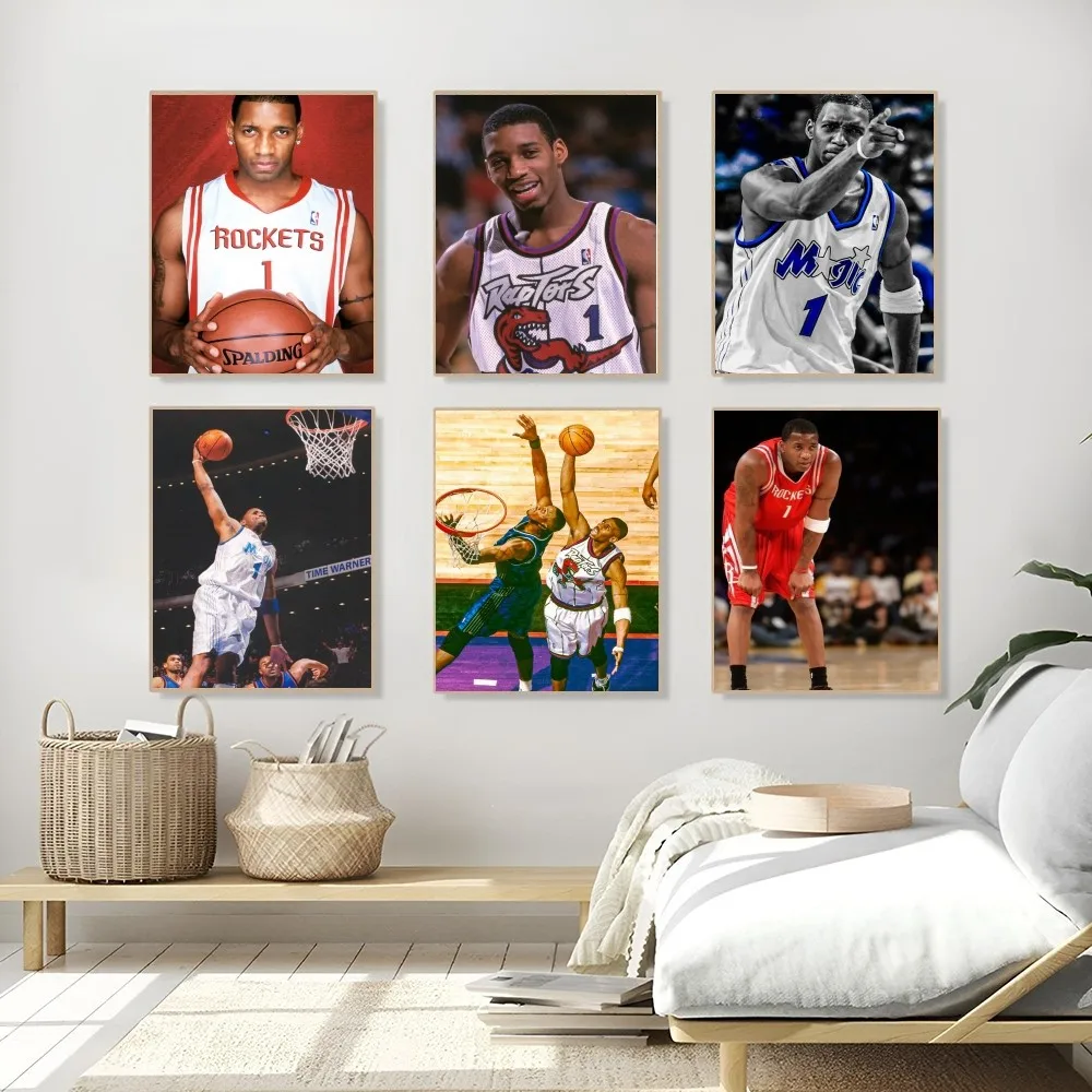 1PC Tracy McGrady Poster Self-adhesive Art Waterproof Paper Sticker Coffee House Bar Room Wall Decor