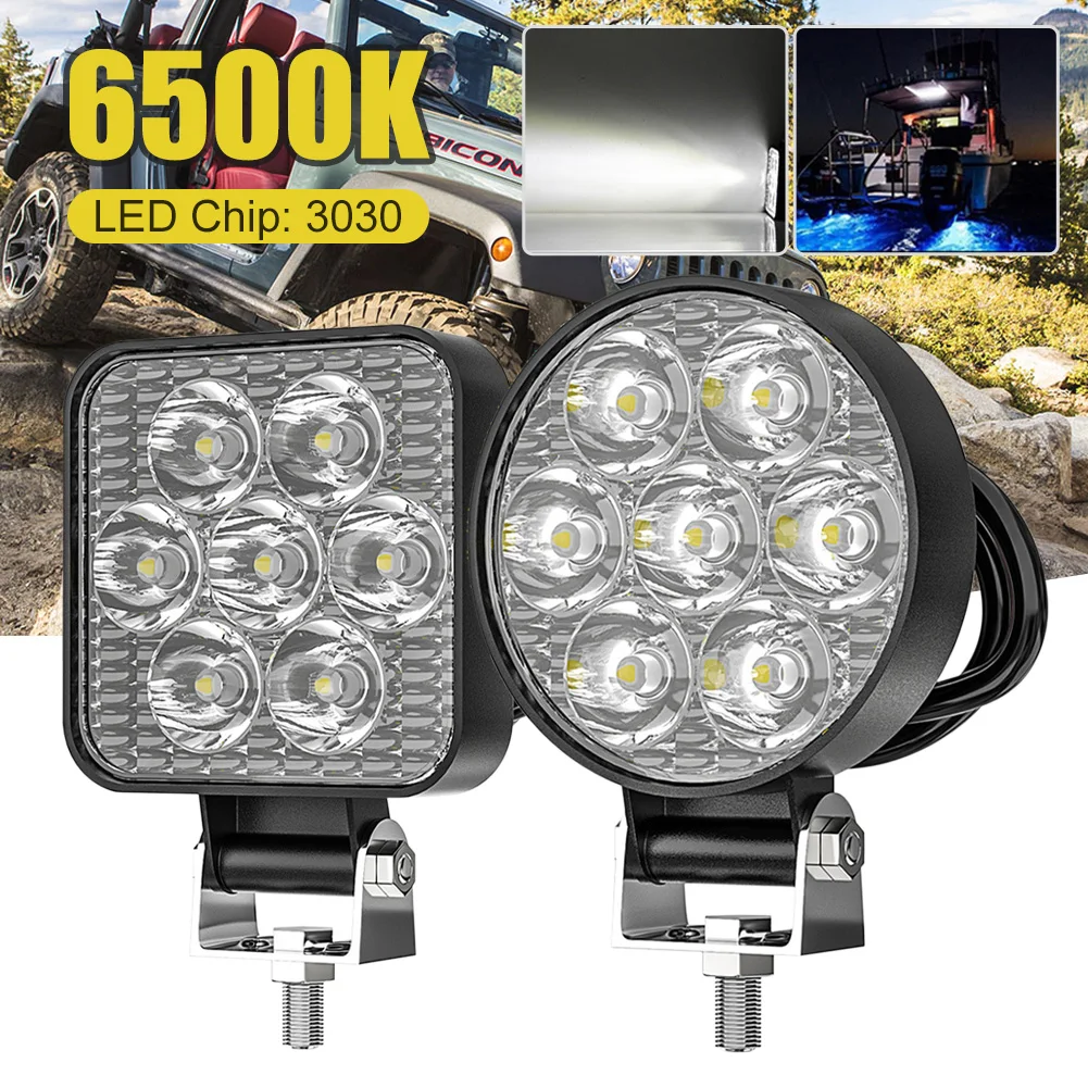 

1/2/4pcs 42W LED Work Light 2.5" Square Round LED Pod 9-80V 7LED Spot Light Driving Fog Light for Off-Road SUV Truck Boat