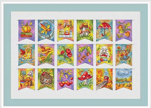 Gold Collection Counted Cross Stitch Kit World NP-010 cats catching small flag of autumn 50-34 Cross Stitch Kit 2023