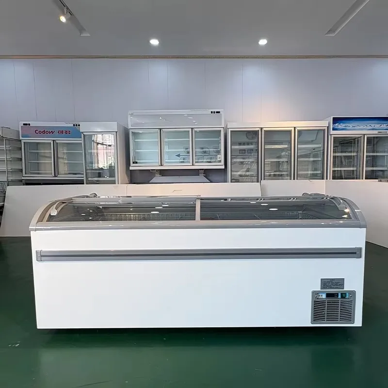 Island Freezer Supermarket Refrigeration With R290 Refrigerant, Flexible Combination, Flexible Layout For Convenience Store
