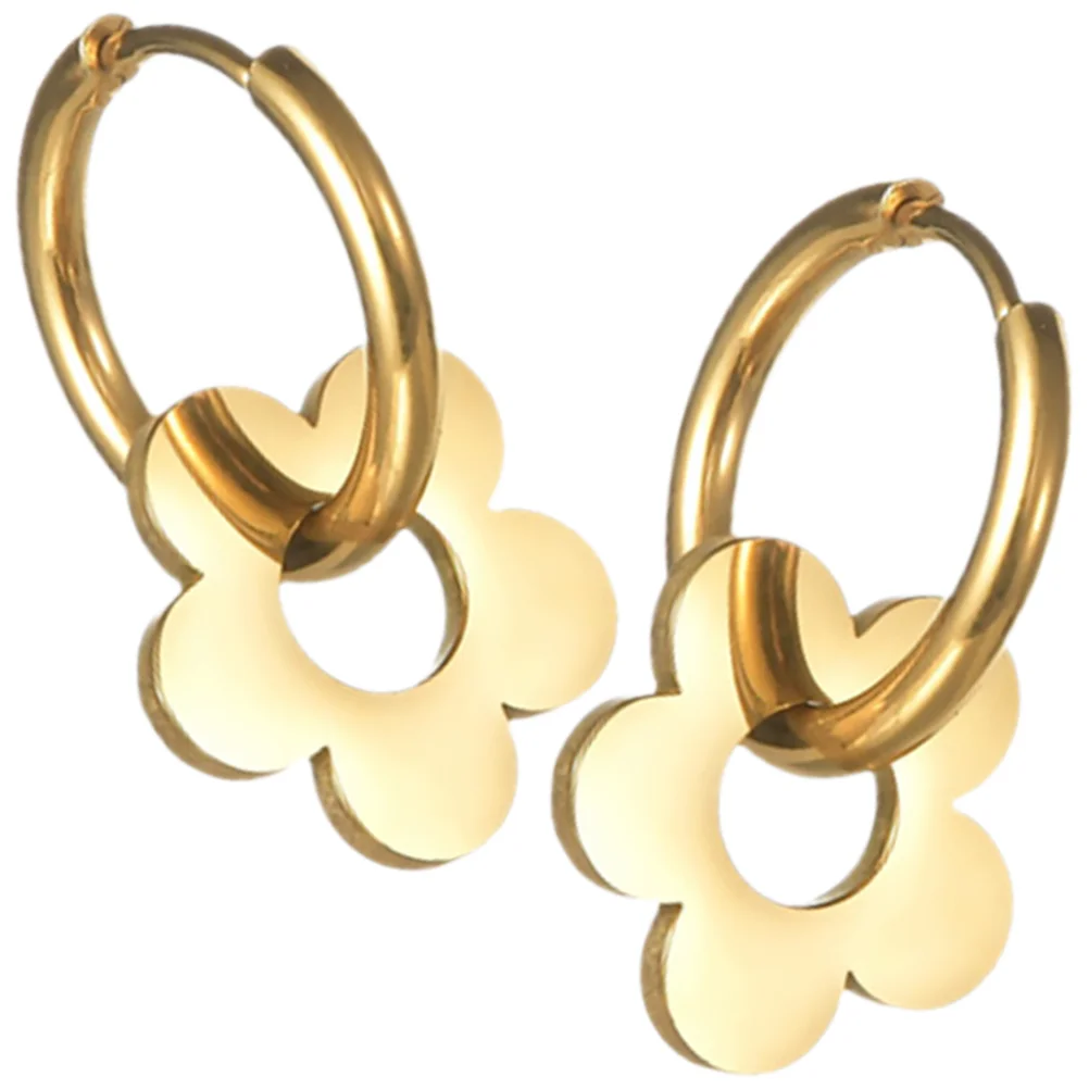 

Gold Flower Earrings for Women Dangle Hoop Cowgirl Jewelry Dainty with Charms Women's