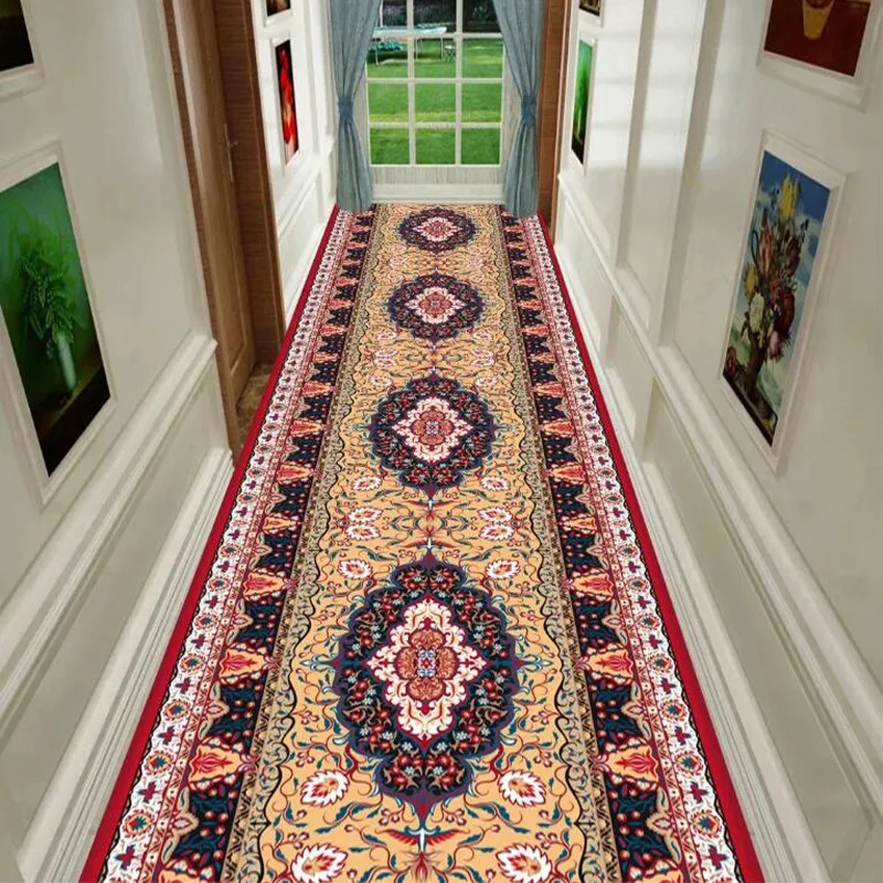 

National Floral Living Room Area Rug Crystal Velvet Non-Slip Long Corridor Hallway Carpets Decor Doorway Bedroom Mat Kitchen Rug