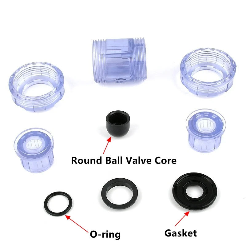 1PC I.D 20~63mm Transparent Blue UPVC Double Union Check Valve Fitting Garden Irrigation Aquarium Fish Tank Non Return Joints