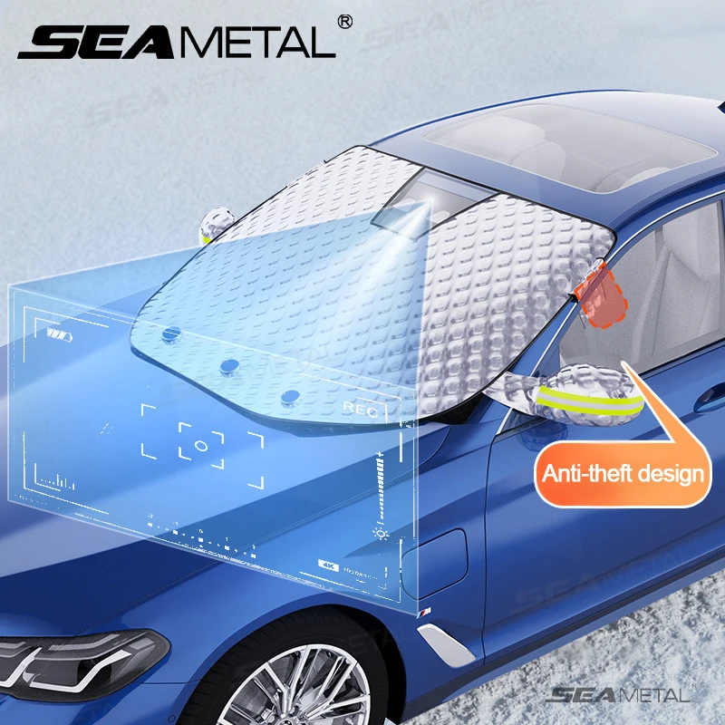 SEAMETAL Car Windshield Snow Cover 7-Layer Thicken Snowproof Windscreen Cover Winter Frost Snow Shield Universal for Suv Sedan