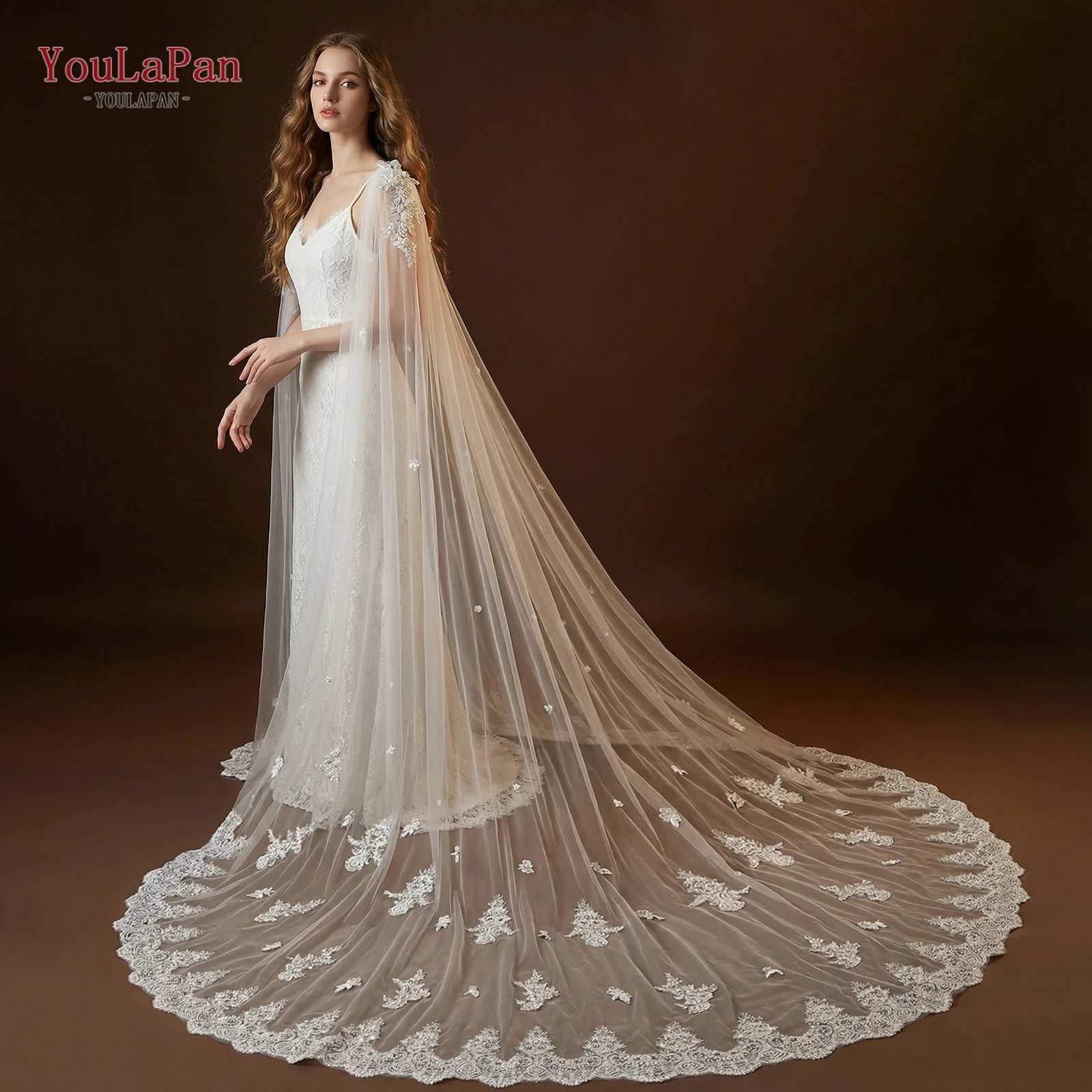 

Свадебная кружевная накидка-болеро TOPQUEEN для платья, элегантные роскошные свадебные аксессуары VG71