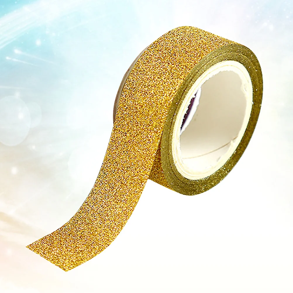 Golden Glitter Washi Tape Stickers Lightweight Easy Use DIY Decorative Label Craft Adhesive Paper Masking Tapes for Diary