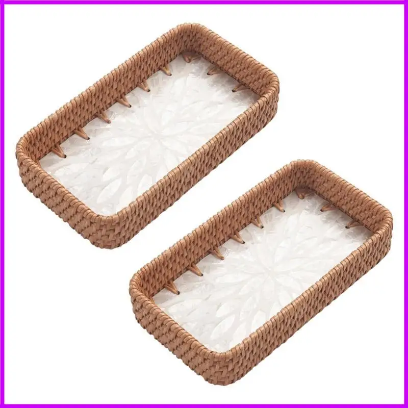 

Sustainable Rattan Valet Tray Compact Jewelry Organizers for Nightstand Use