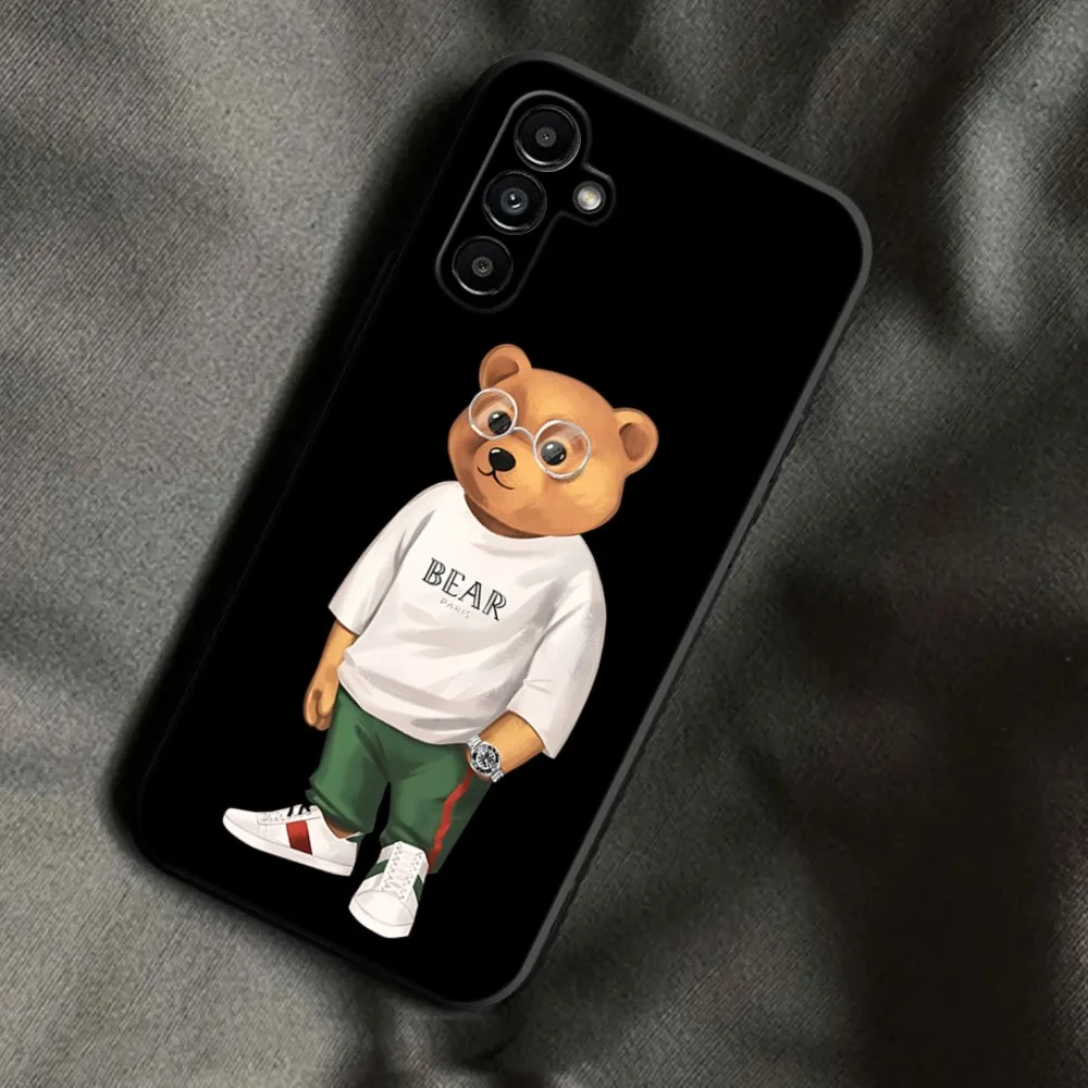 جراب هاتف Filou Bear لسامسونج غالاكسي ، غطاء أسود ناعم ، أزياء B-Baron ، A13 ، A21s ، A22 ، A31 ، A32 ، A52 ، A53 ، A71 ، A80 ، A91