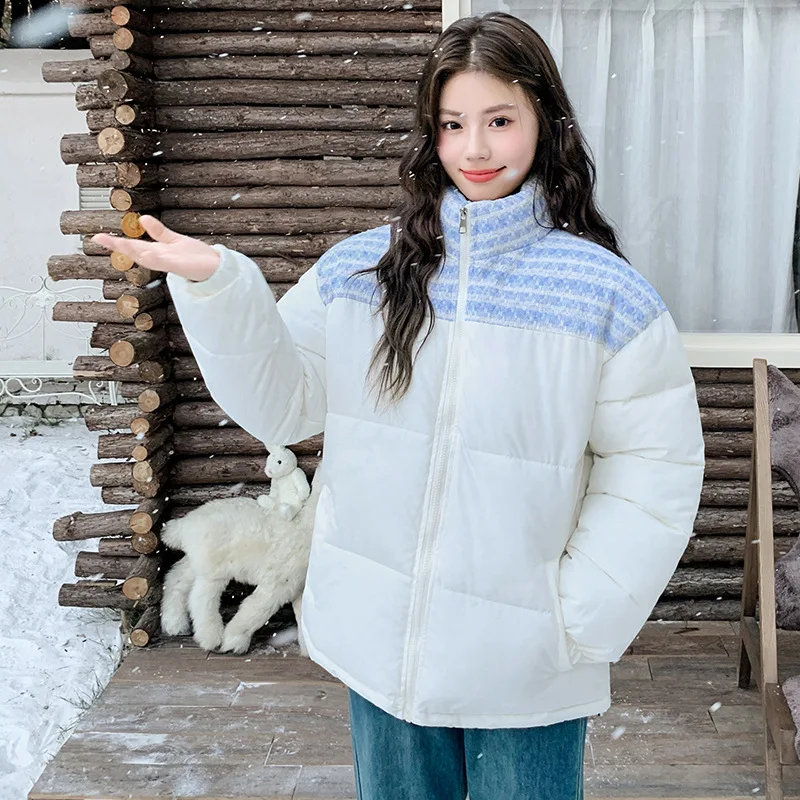 

New Korean Winter Small Fragrant Women Jacket Coat Short Basic Cotton Padded Outerwear Fur Turn Down Collar Female Winter Parkas